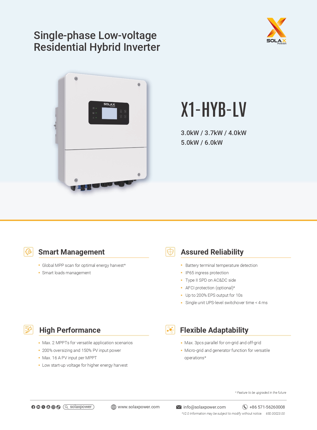 solax x1 hybrid lv datasheet en page 0001