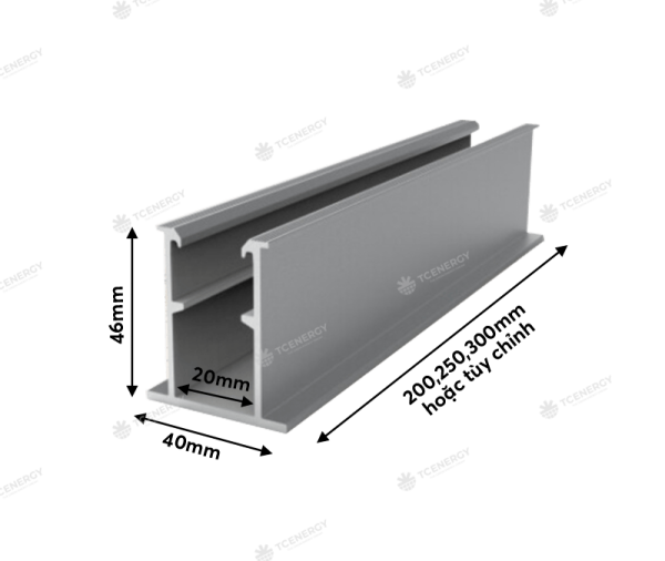 Thanh MiniRail 20 25 30cm Bát Chữ U Lắp Đặt Solar