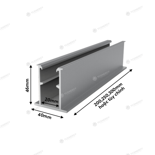 Thanh MiniRail 20 25 30cm Bát Chữ U Lắp Đặt Solar