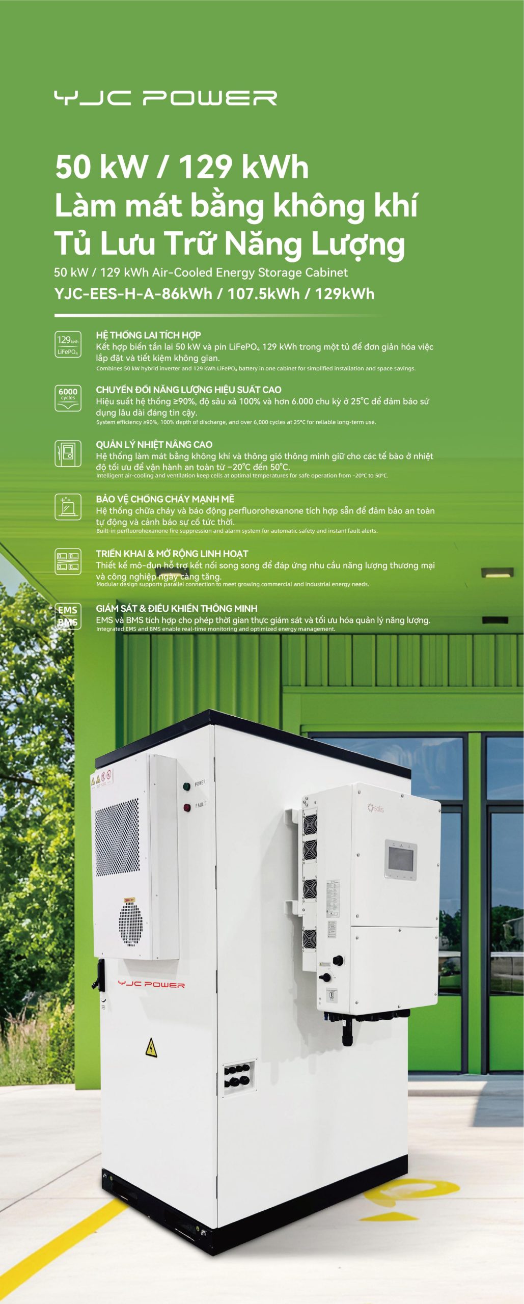 Datasheet Pin Lưu Trữ Năng Lượng YJC Power 129 kWh (460.8 V / 280 Ah) - Trang 1