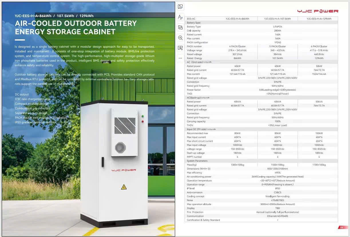Datasheet Pin Lưu Trữ Năng Lượng YJC Power 129 kWh (460.8 V / 280 Ah) - Trang 2