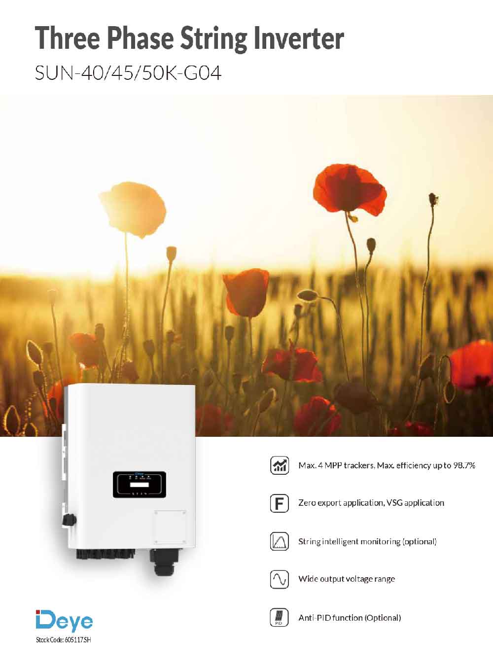 Datasheet Biến Tần Inverter 3 Pha Hòa Lưới Bám Tải 50 KW Deye SUN-50K-G04 - Ảnh 1