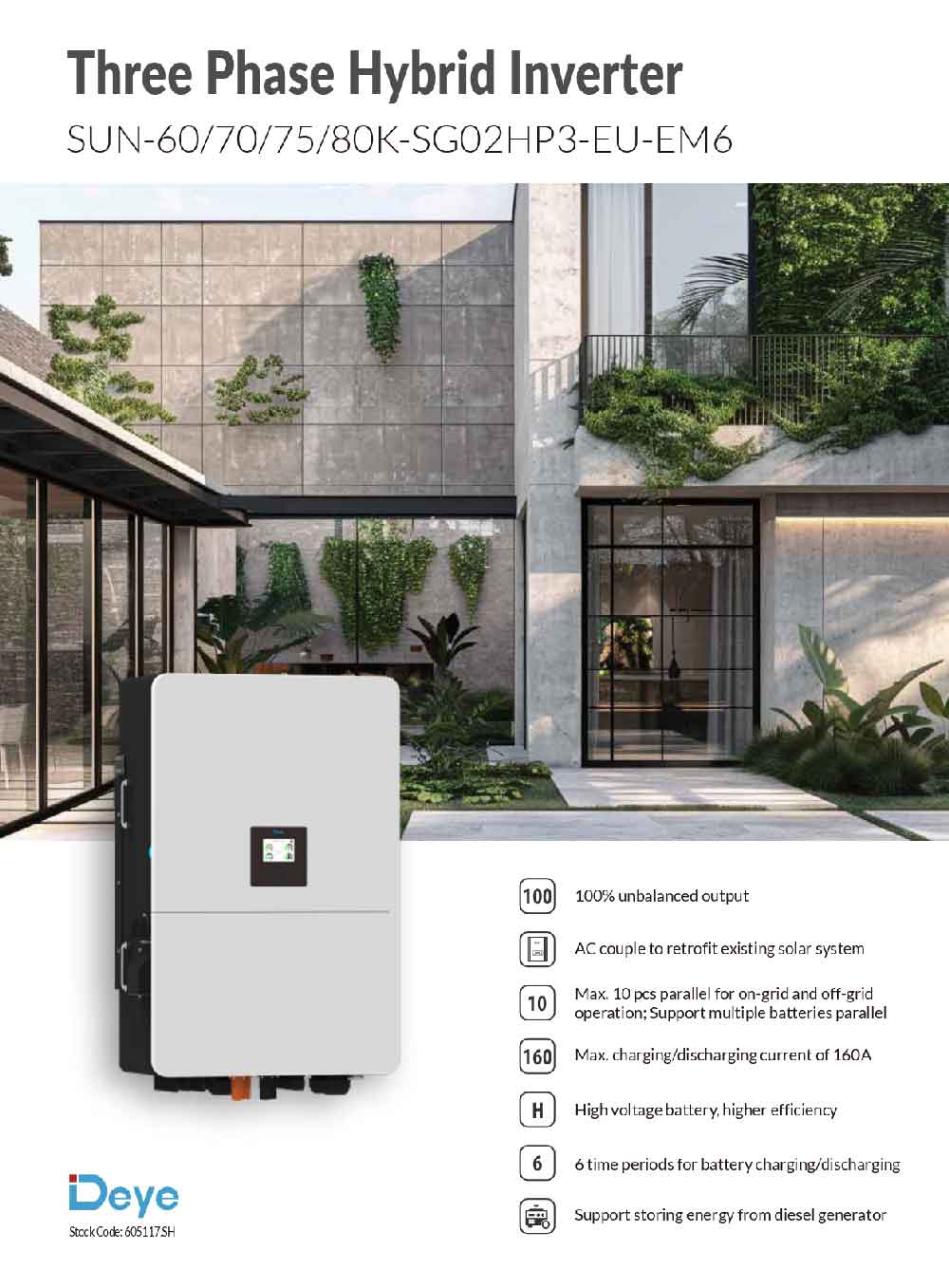 Datasheet Biến Tần Inverter 3 Pha Hybrid Áp Cao Deye 80KW SUN-80K-SG02HP3-EU-EM6 trang 1