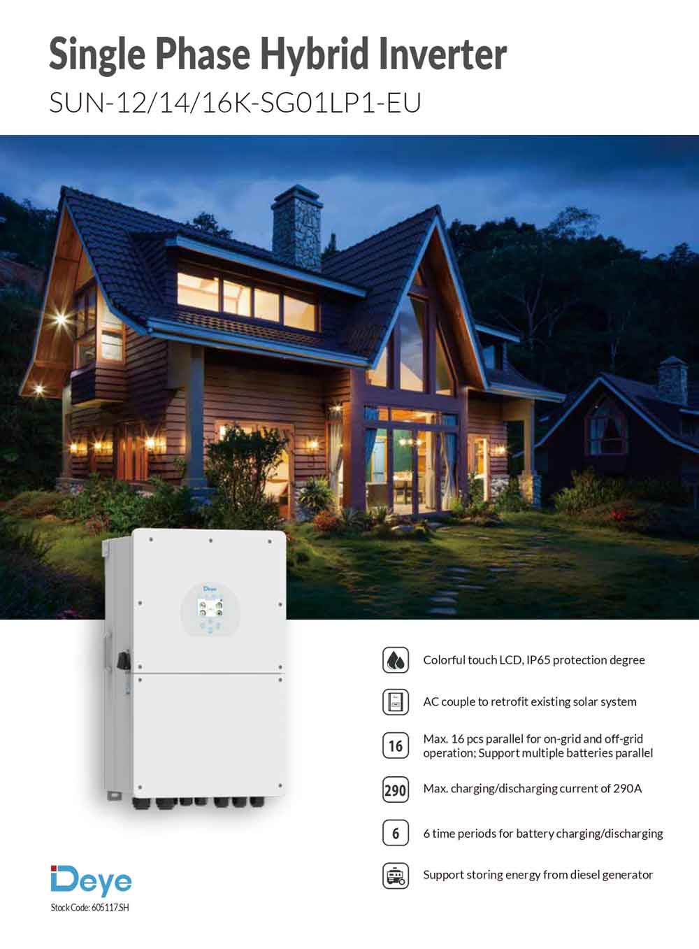 Datasheet Biến Tần Inverter Deye 16KW 1 Phase Hybrid – SUN-16K-SG01LP1-EU trang 1