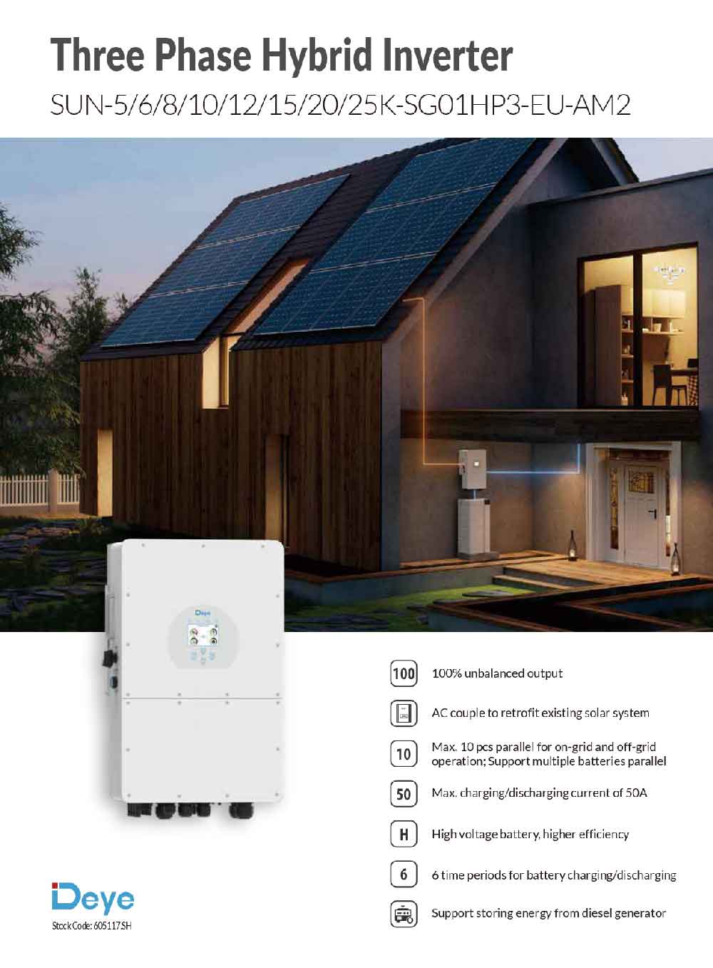 Datasheet Biến Tần Inverter 3 Pha Hybrid Áp Cao Deye 10KW SUN-10K-SG01HP3-EU-AM2 trang 1