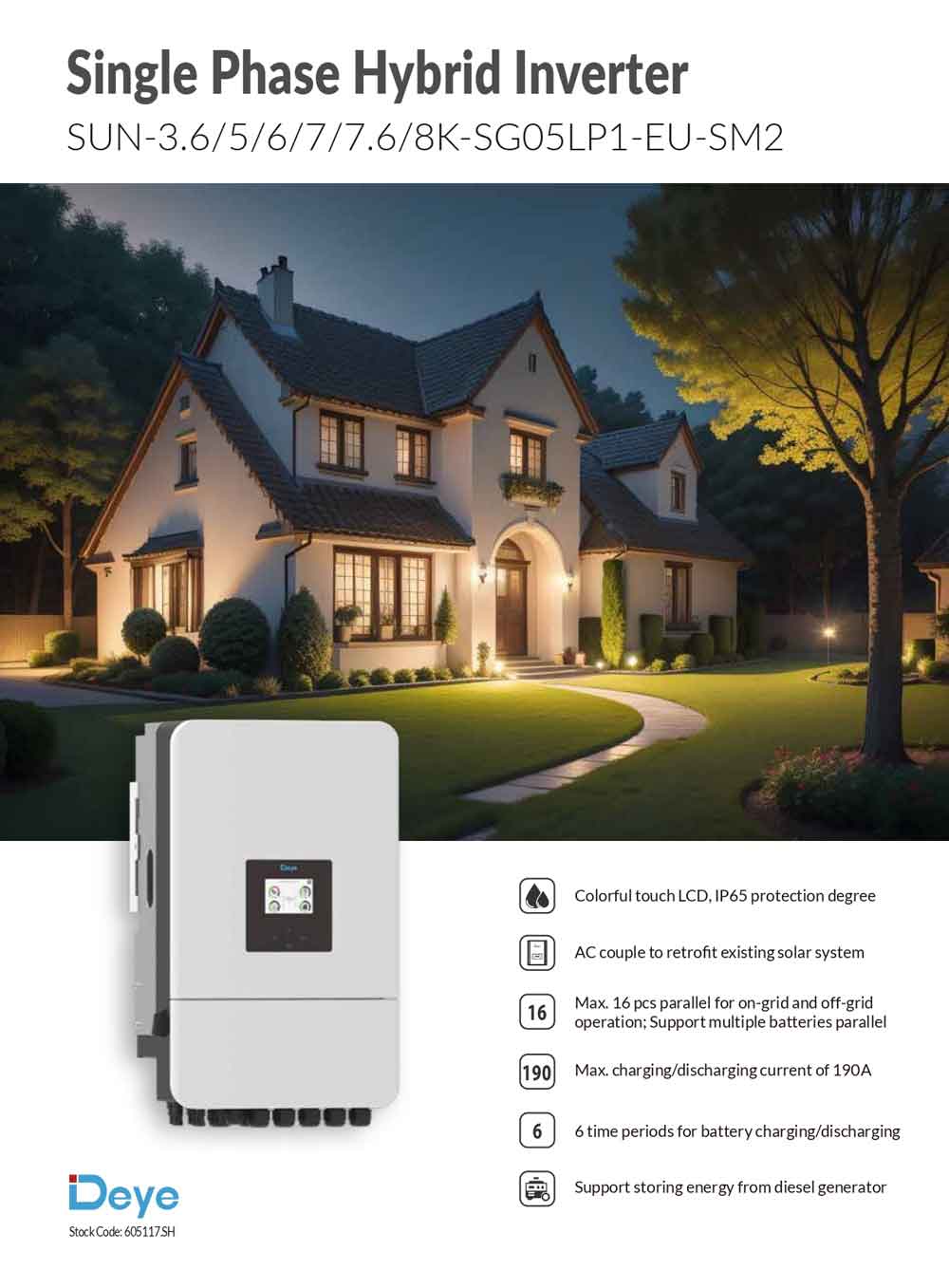 Datasheet Biến Tần Inverter Deye 6KW 1 Phase Hybrid page 1