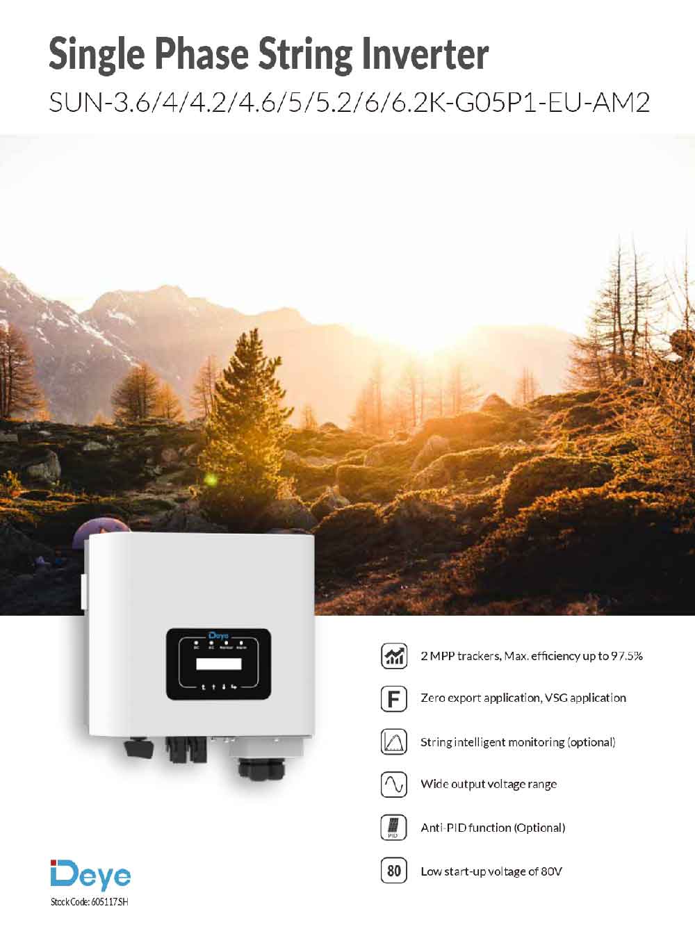Datasheet Biến Tần Inverter 1 Pha Hòa Lưới Bám Tải 5KW Deye Sun-5K-G05LP1-EU-AM2 - Ảnh 1