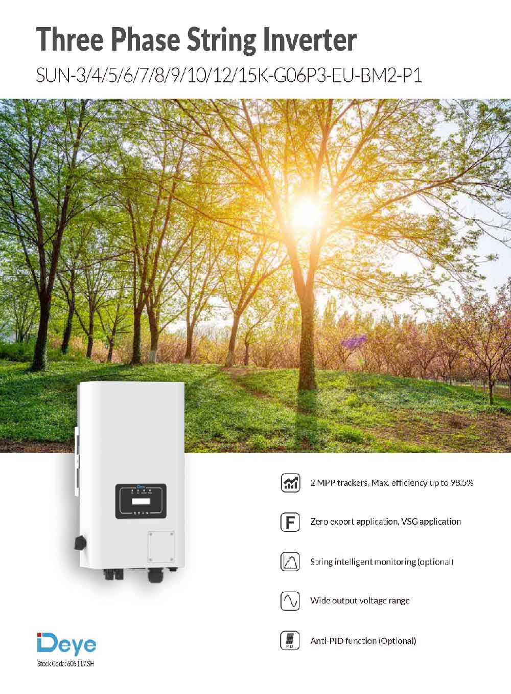 Datasheet Biến Tần Inverter 3 Pha Hòa Lưới Bám Tải 15 KW Deye SUN-15K-SG06P3-EU-BM2-P1 - Ảnh 1
