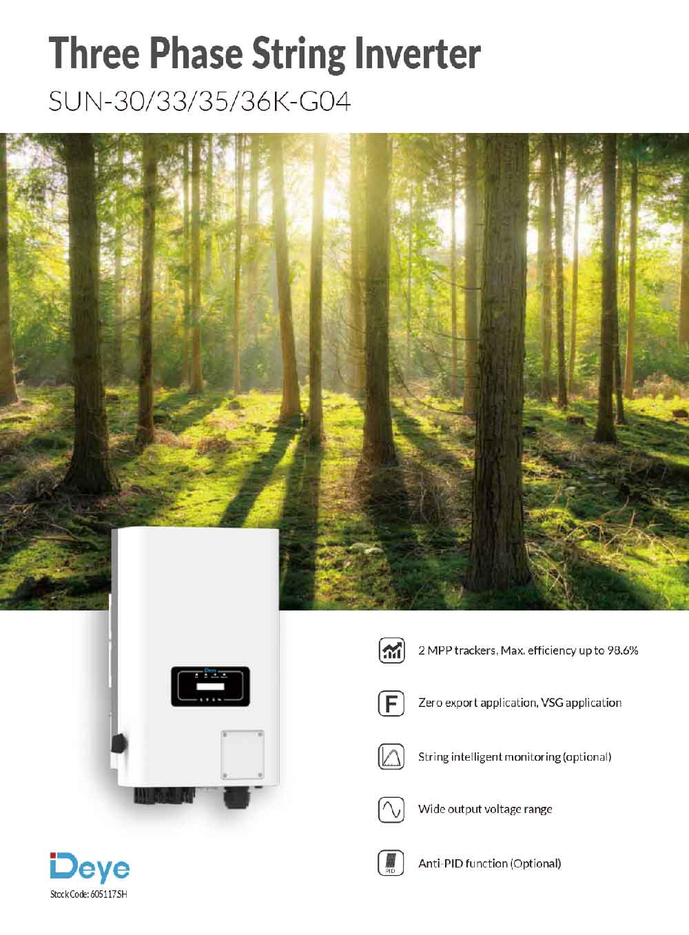 Datasheet Biến Tần Inverter 3 Pha Hòa Lưới Bám Tải 30 KW Deye SUN-30K-G04 - Ảnh 1