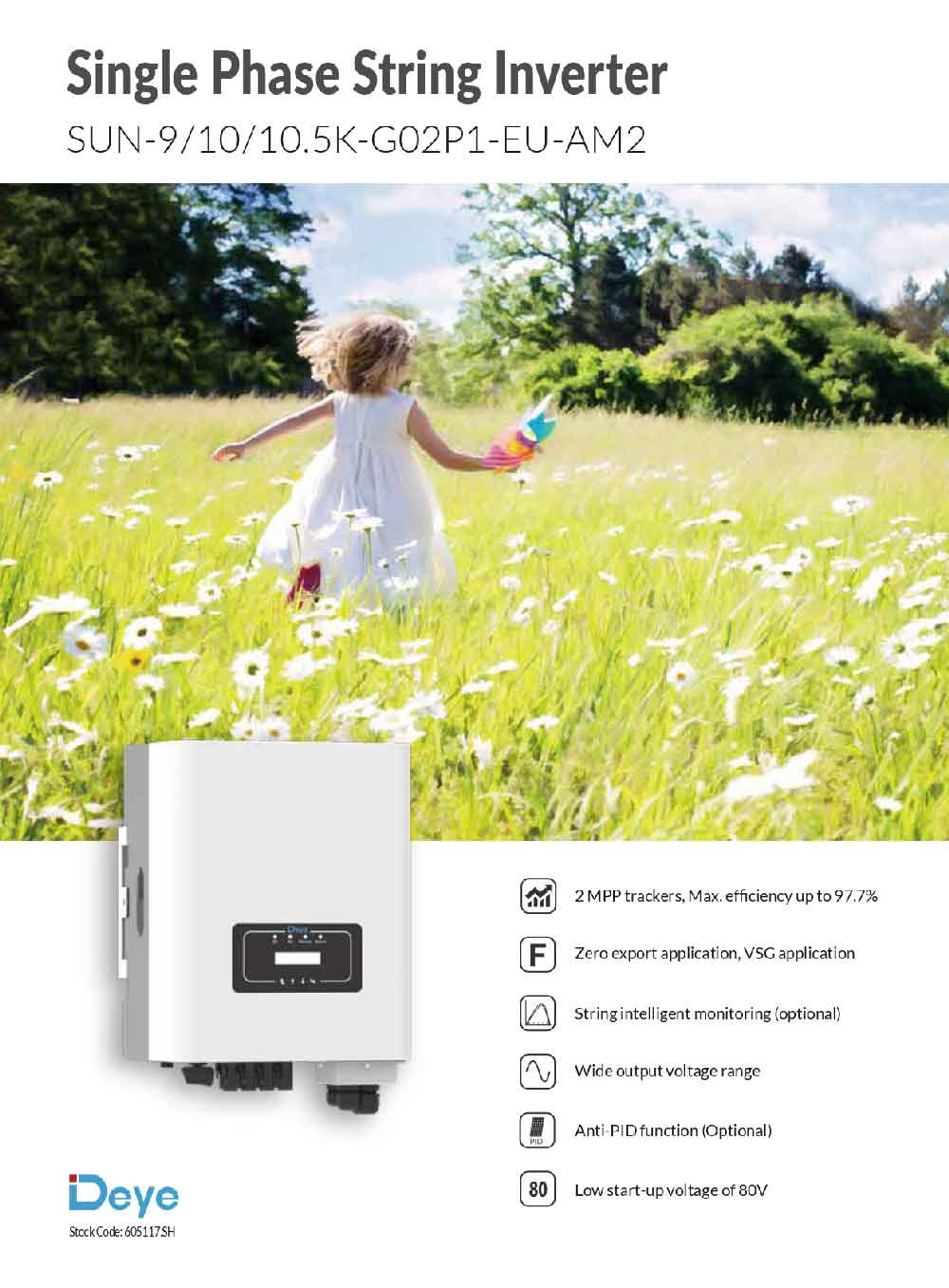 Datasheet Biến Tần Inverter 1 Pha Hòa Lưới Bám Tải Deye 10KW SUN-10K-G02P1-EU-AM2 - Ảnh 1