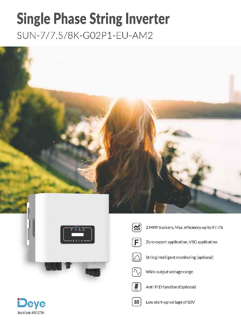 Datasheet Biến Tần Inverter 1 Pha Hòa Lưới Bám Tải Deye 8KW SUN-8K-G02P1-EU-AM2 - Ảnh 1