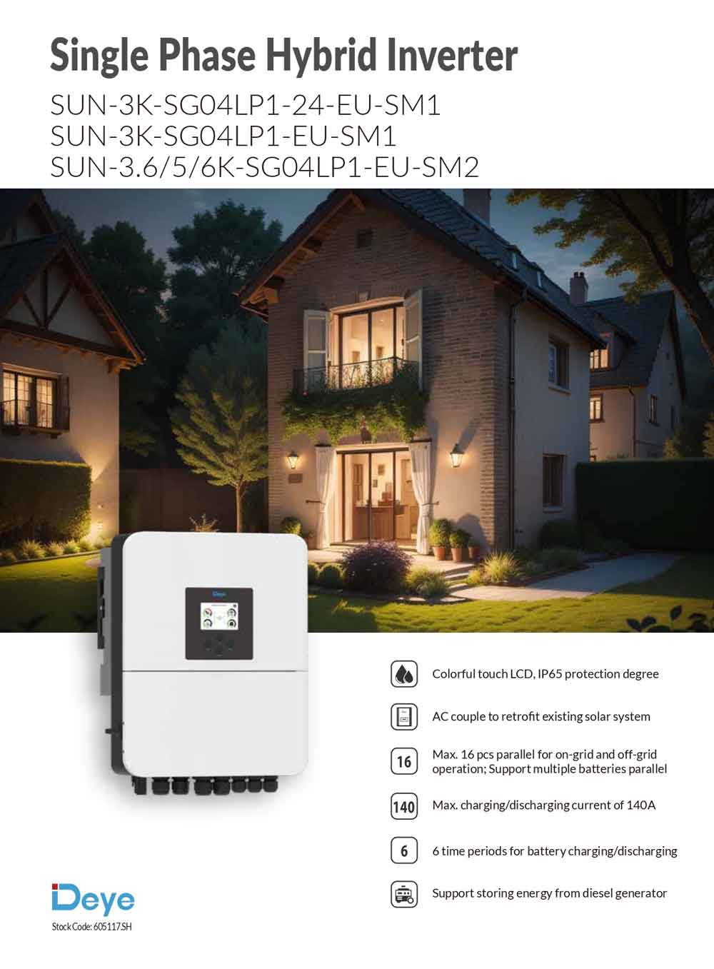 Datasheet Biến tần Inverter Deye 3KW 1 Phase Hybrid – SUN-3K-SG04LP1-EU-SM11 page 1