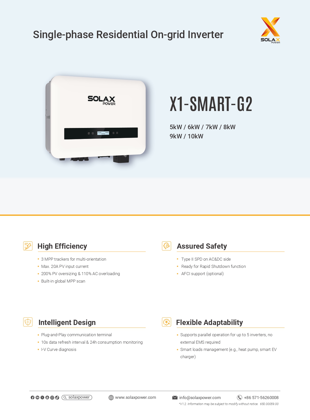 solax x1 smart g2 datasheet en page 0001